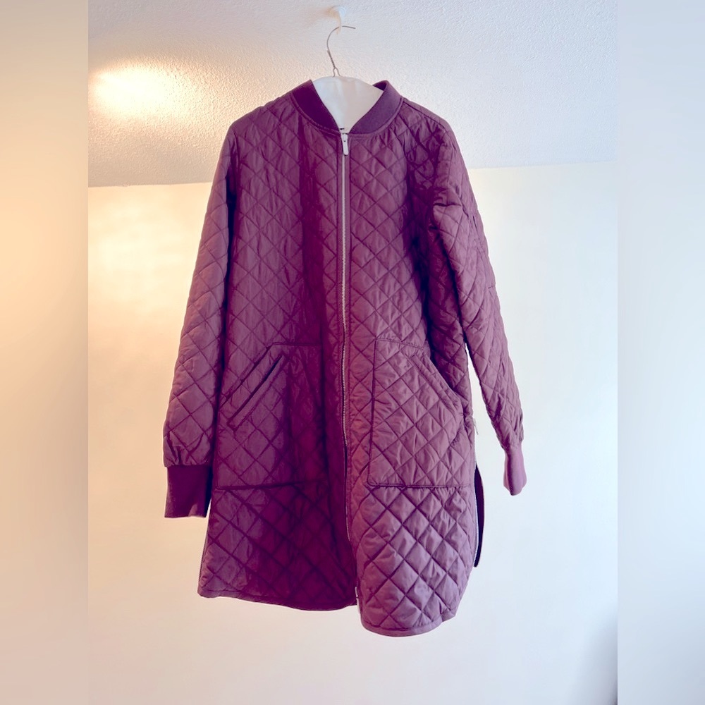 Zella longline water resistant quilted bomber jacket